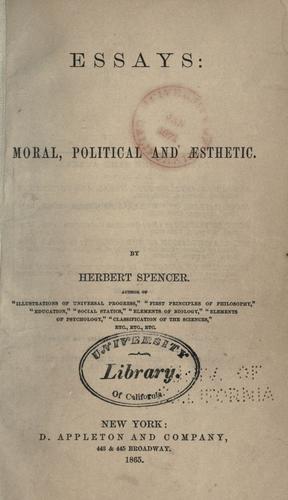 Essays: moral, political and aesthetic