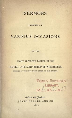 Sermons preached on various occasions