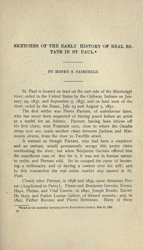 Sketches of the early history of real estate in St. Paul