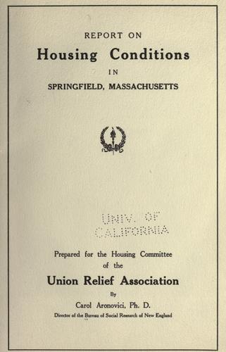 Report on housing conditions in Springfield, Massachusetts