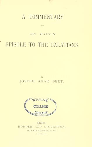 A commentary on St. Paul's Epistle to the Galatians