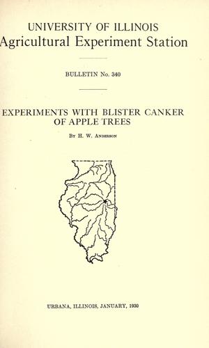 Experiments with blister canker of apple trees