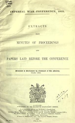 Extracts from minutes of proceedings and papers laid before the Conference