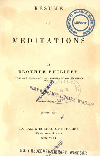 Resume of meditations