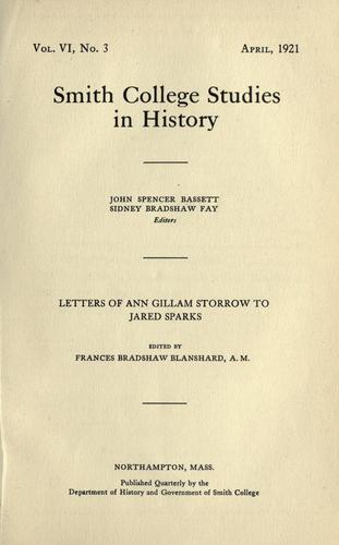 Letters of Ann Gillam Storrow to Jared Sparks