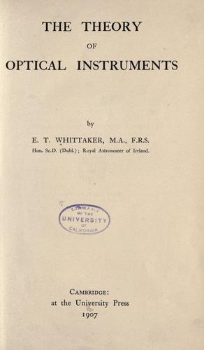 The theory of optical instruments