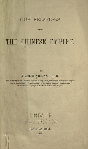 Our relations with the Chinese empire