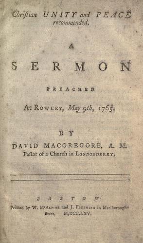 Christian unity and peace recommended