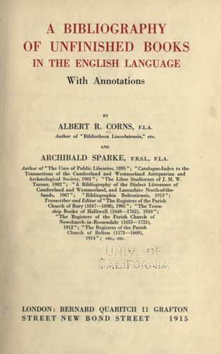 A bibliography of unfinished books in the English language