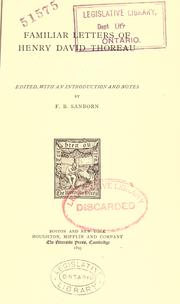 Familiar letters of Henry David Thoreau