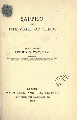 Sappho, and the Vigil of Venus
