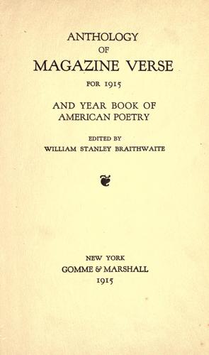 Anthology of magazine verse for 1915