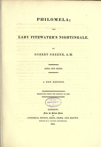 Philomela, the Lady Fitzwater's nightingale