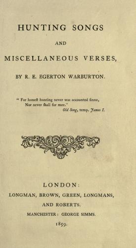 Hunting songs and miscellaneous verses