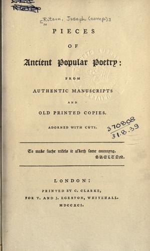 Pieces of ancient popular poetry