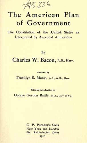 The American plan of government