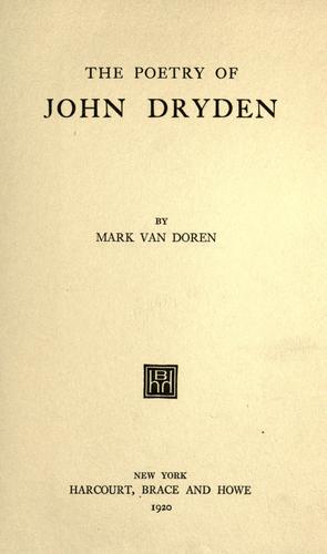 The poetry of John Dryden