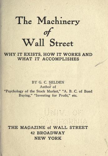 The machinery of Wall street