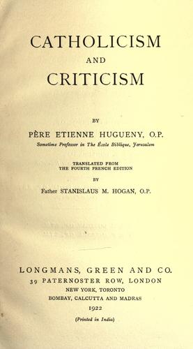 Catholicism and criticism