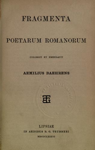 Fragmenta poetarum romanorum