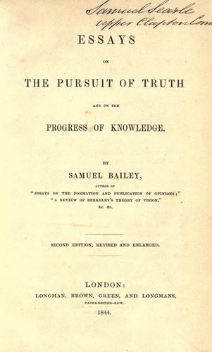 Essays on the pursuit of truth and on the progress on knowledge