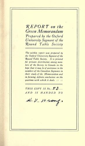 Report on the green memorandum