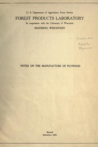Notes on the manufacture of plywood
