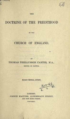 The doctrine of the priesthood in the Church of England