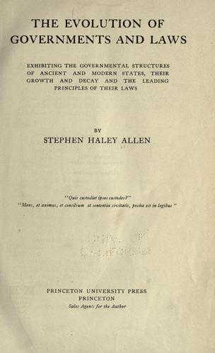 The evolution of governments and laws