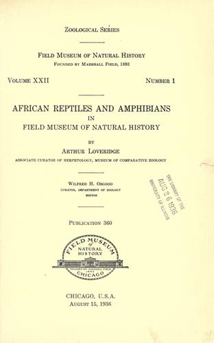 African reptiles and amphibians in Field Museum of Natural History