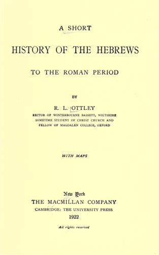 A short history of the Hebrews to the Roman period