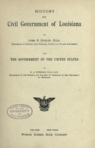 History and civil government of Louisiana