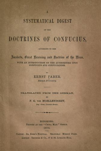 A Systematical Digest of the Doctrines of Confucius