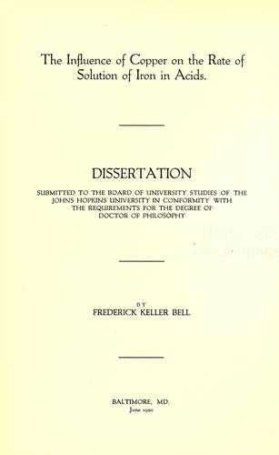 The influence of copper on the rate of solution of iron in acids