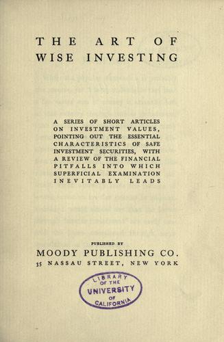 The art of wise investing
