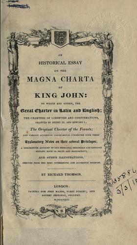 An historical essay on the Magna charta of King John