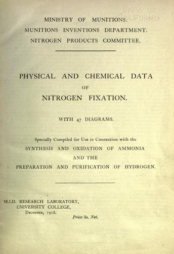 Physical and chemical data of nitrogen fixation
