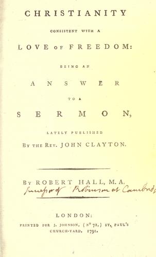 Christianity, consistent with a love of freedom