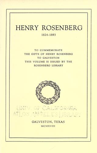 Henry Rosenberg, 1824-1893