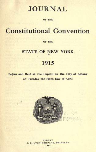 Journal of the Constitutional Convention of the state of New York, 1915