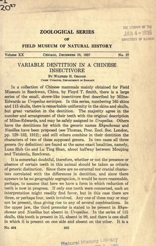 Variable dentition in a Chinese insectivore