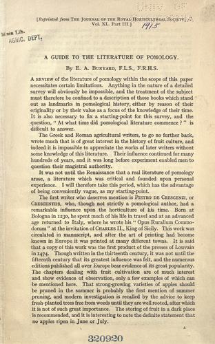 A guide to the literature of pomology