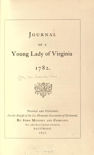 Journal of a young lady of Virginia