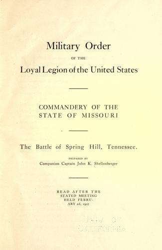 The Battle of Spring Hill, Tennessee