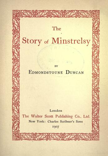 The story of minstrelsy