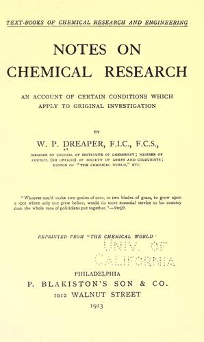 Notes on chemical research