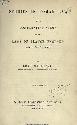 Studies in Roman law with comparative views of the laws of France, England, and Scotland