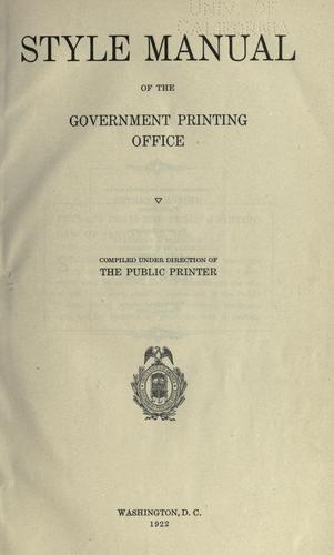 Style manual of the Government Printing Office