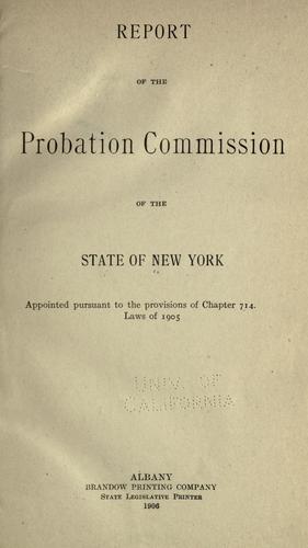 Report of the Probation Commission of the State of New York