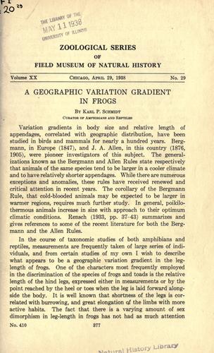 A geographic variation gradient in frogs